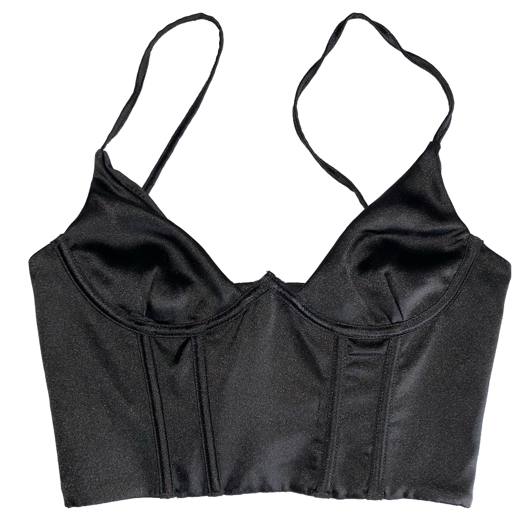 White Fox Satinette Cropped Bustier Top